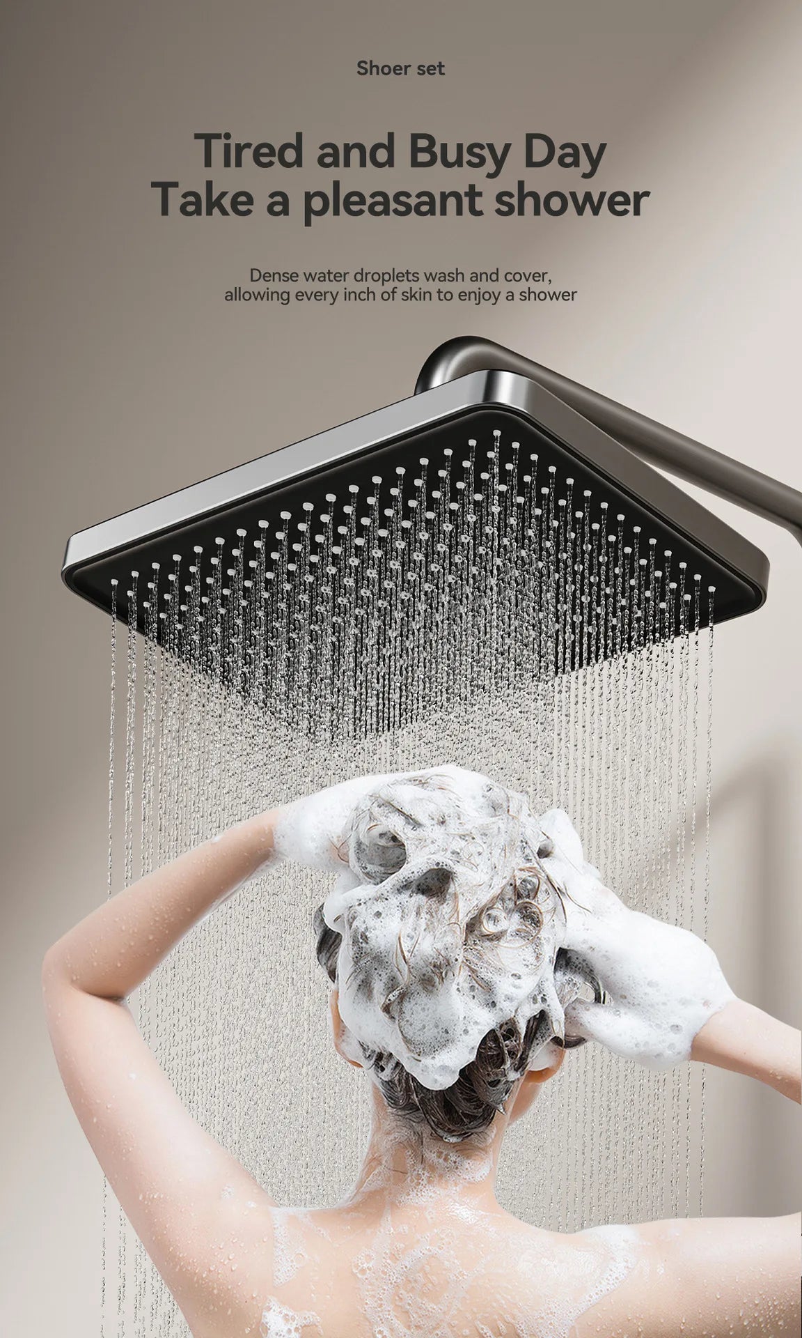 Bathroom Aluminum Shower Gunmetal Gray Cold Water Piano