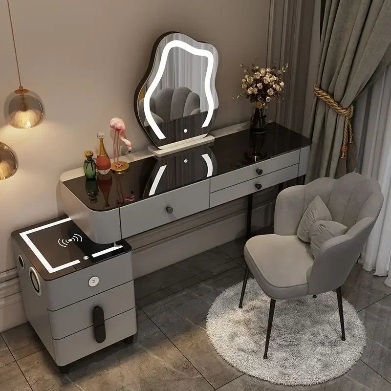 Nordic Glass Luxury Dressing Table Smart Wireless Charging