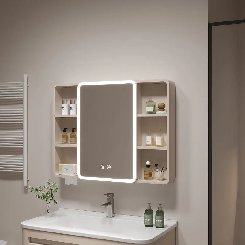 Smart Corner Round Space Aluminum Mirror Cabinet Wall