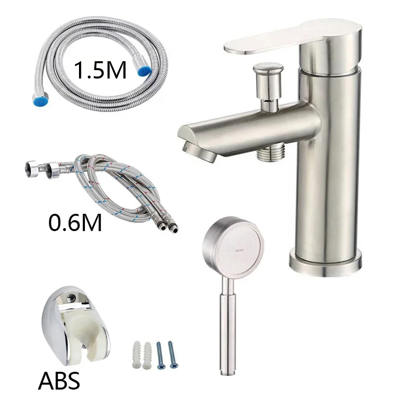 Bathroom Basin Faucet Stainless Steel Handle Sink Faucets