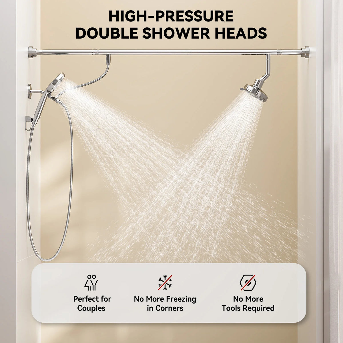 Tandem Shower Head Couples Dual Shower Head Handheld