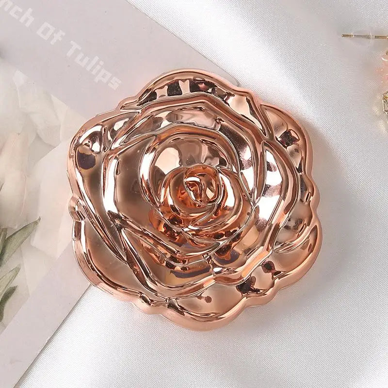 Double Sided Pocket Mirror Retro Rose Pattern Compact
