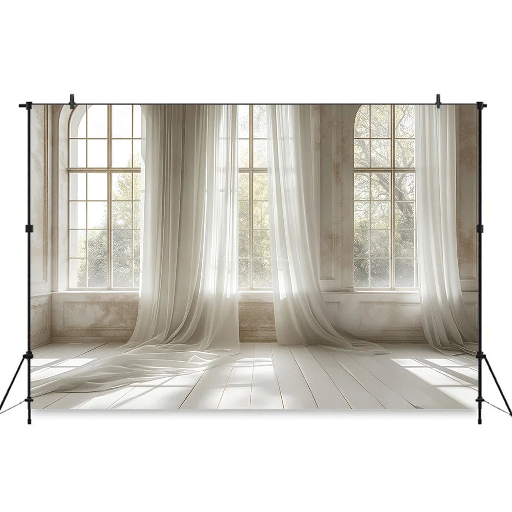White Gauze Curtains Background Wedding Bride Shower Photography
