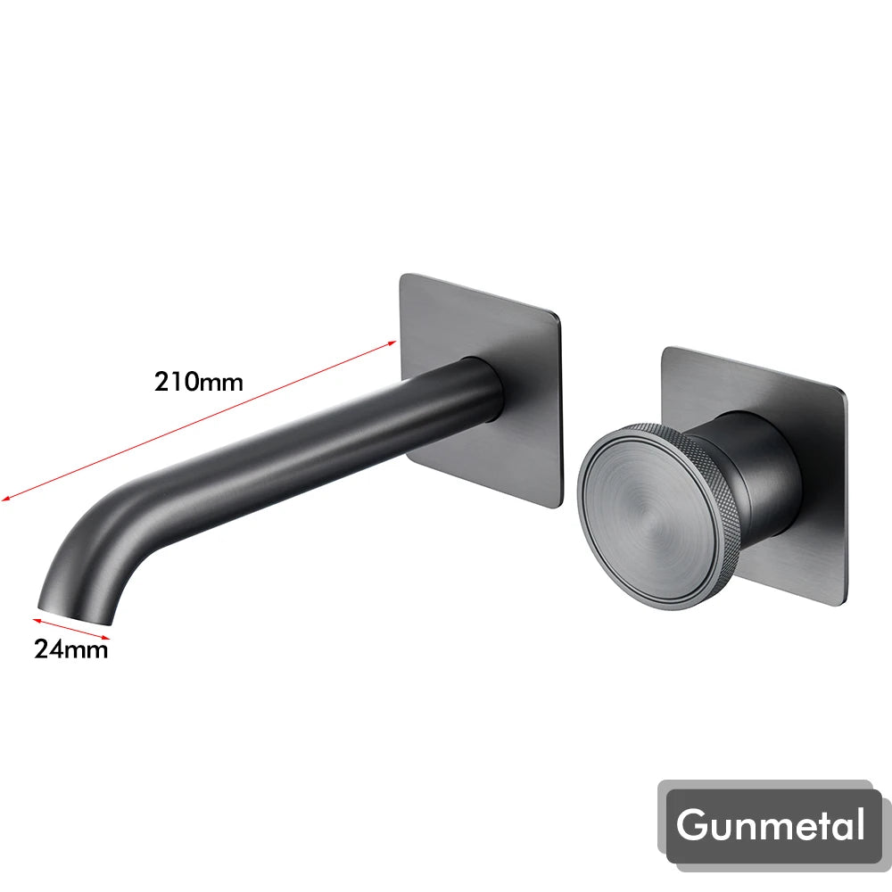 Brushed Gold Basin Faucet Recessed Control Switch Tap