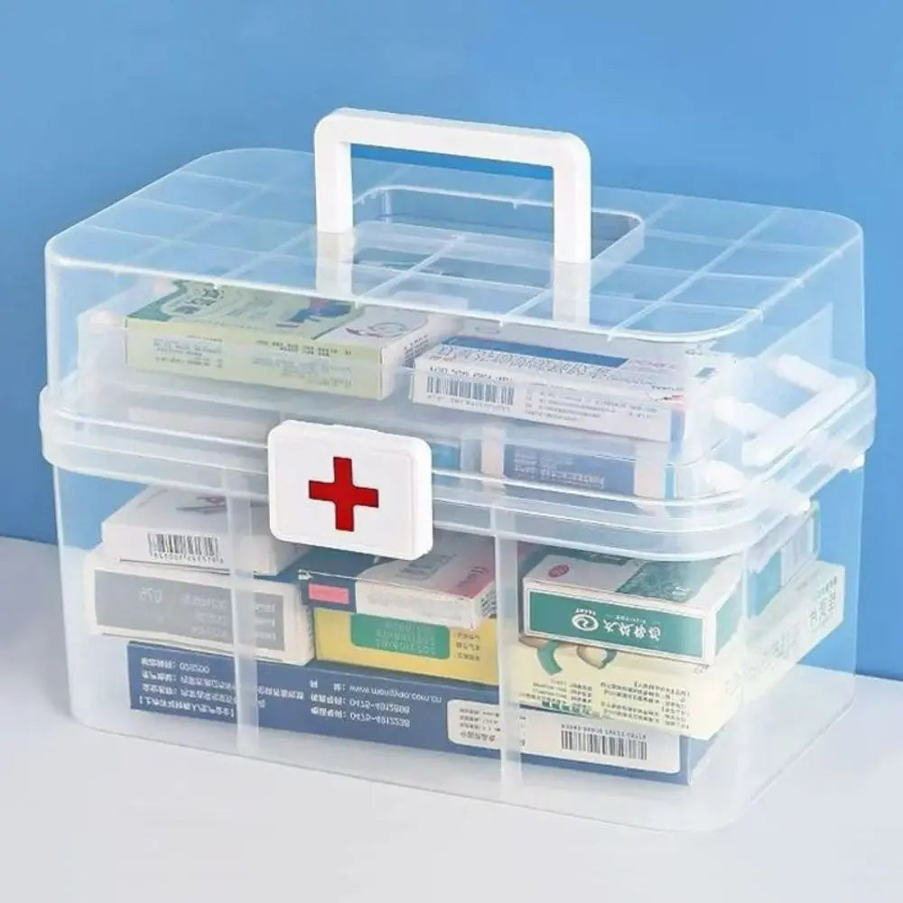 Plastic 3-Layers Medicine Box Sorting Storage Dustproof Drug