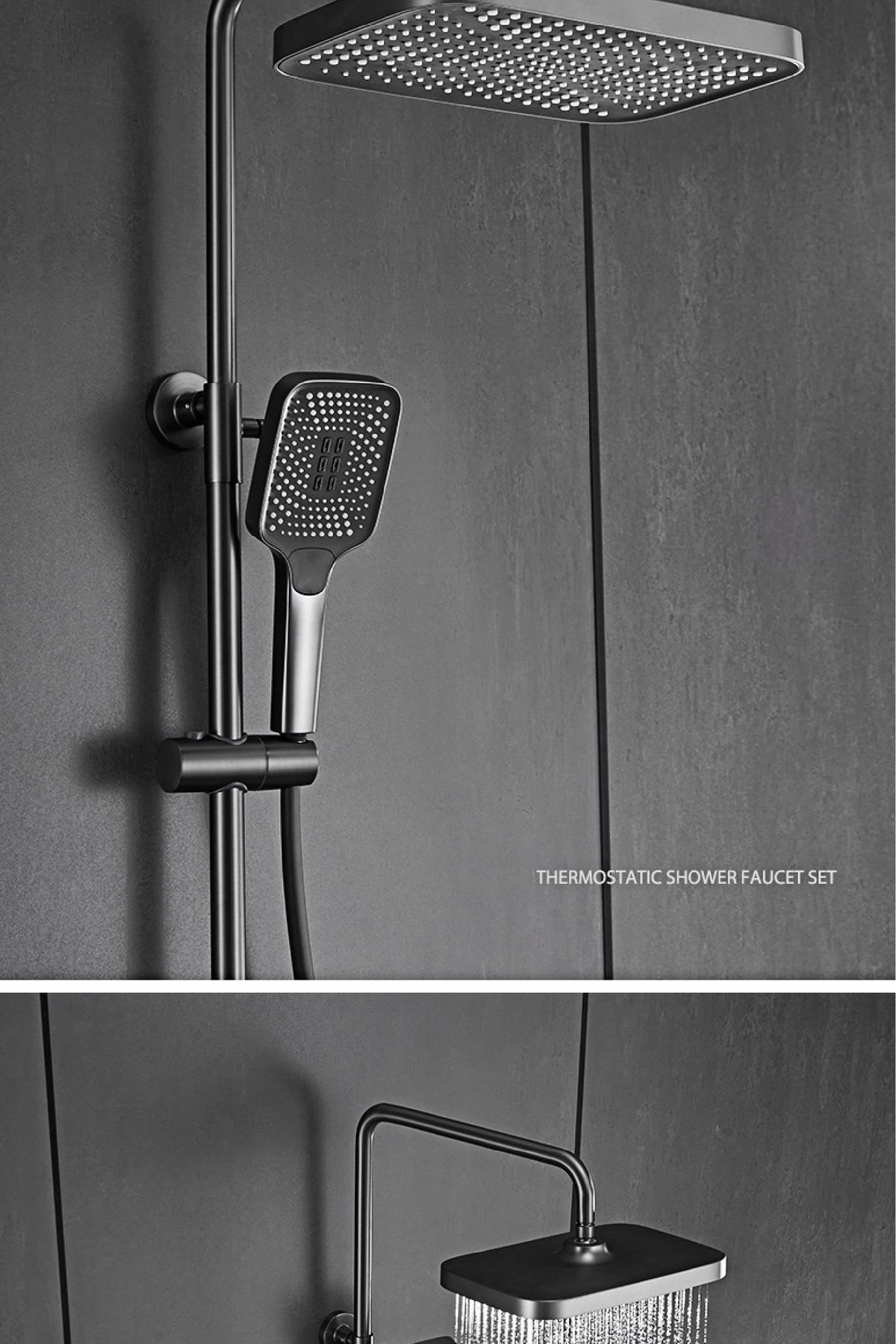 Luxury Gun Gray Brass Bathroom Shower System Digital