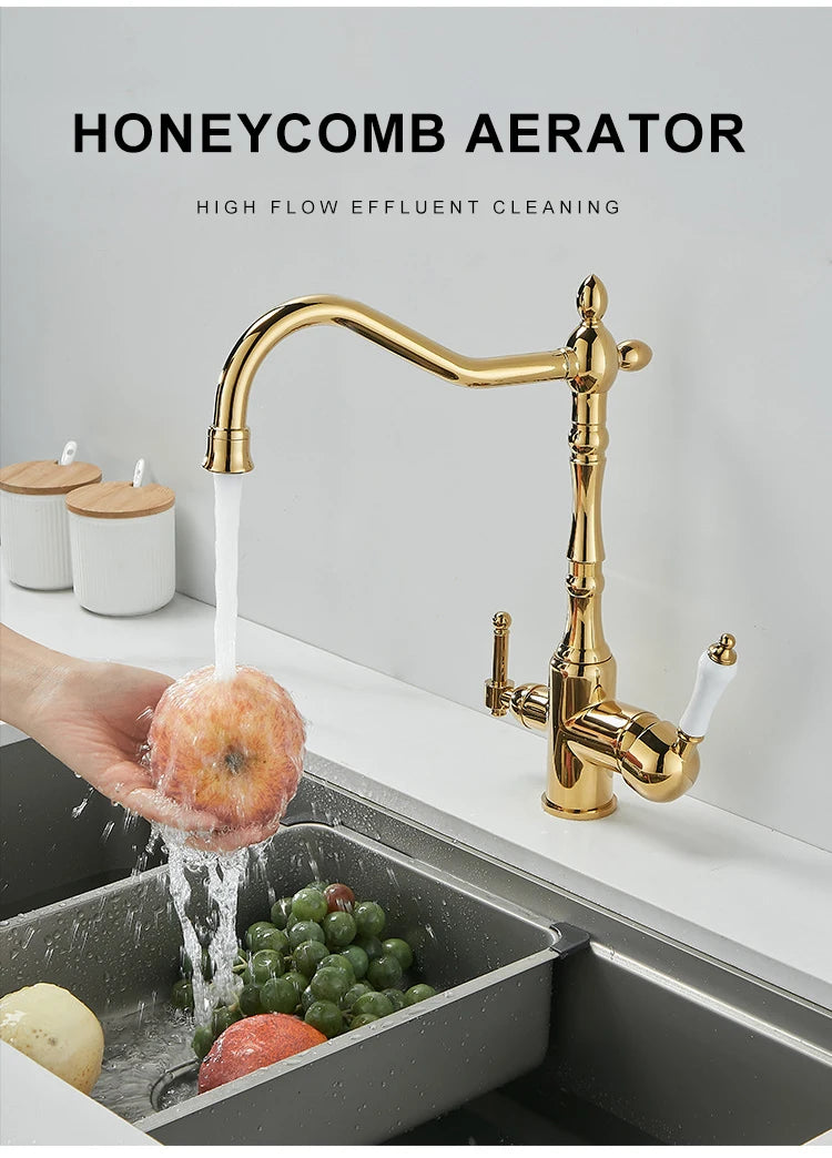 Antique Brass Faucets 360 Rotate Swivel Faucet Cold