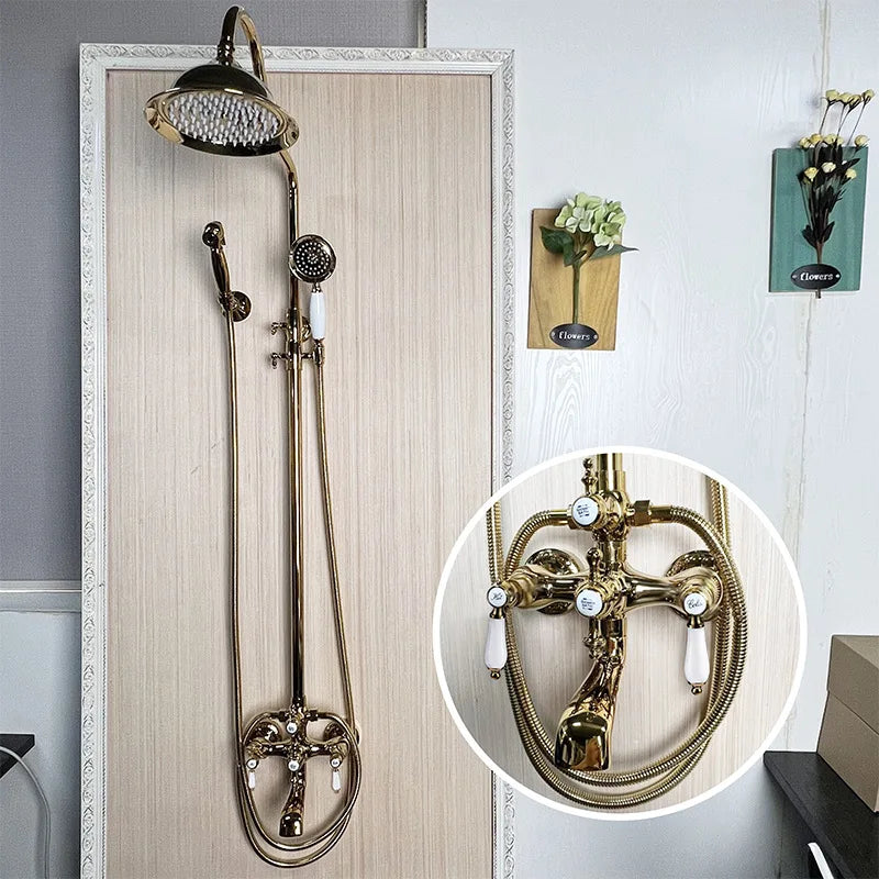 Vintage French Style Dual Handle Tub Faucet Shower