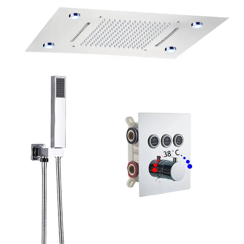 Luxury Bathroom Shower Faucet Led Rainfall/Waterfall Shower Head