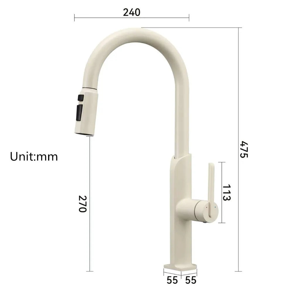 Brushed Gold Pull Out Faucet Sus304 Sink Faucet
