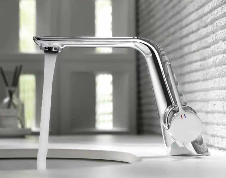 Brass Brushed Gold Gray Modern Bathroom Sink Faucet