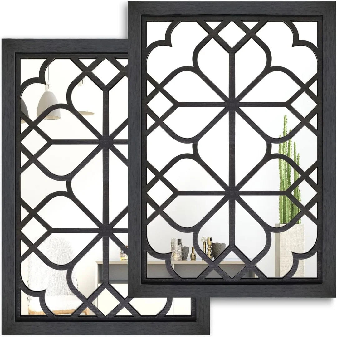 2d Retro 2pcs Wooden Acrylic Rectangular Square Wall