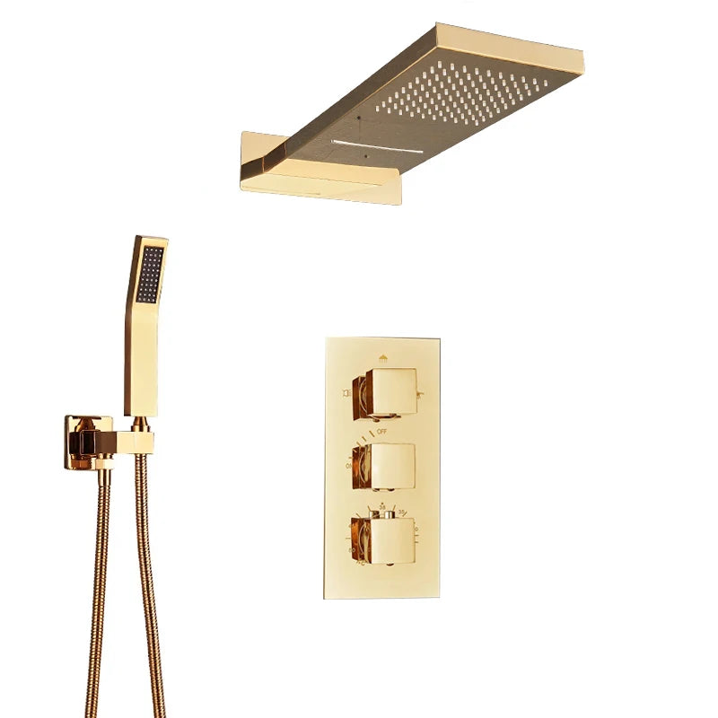 Thermostatic Shower Syste Waterfall Shower Faucet Concealed