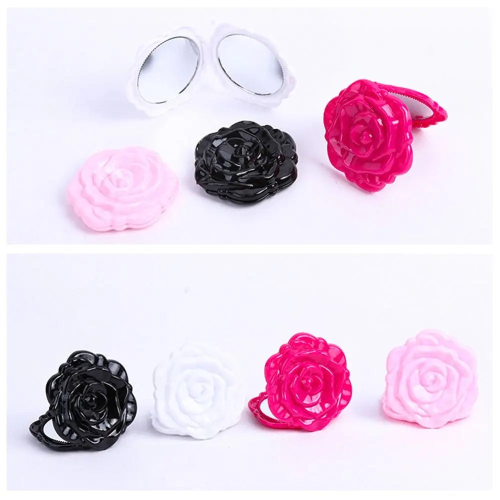 Double-Sided Rose Flower Makeup Mirror Handheld Convenient Mini