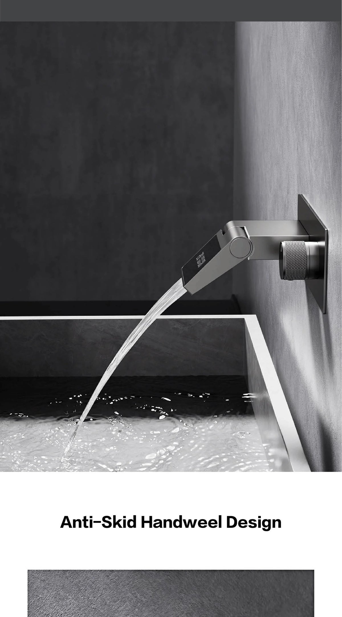 Luxury Gun Gray Brass Wall Mounted Bathroom Faucet