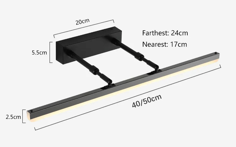 Retractable Bathroom Mirror Front Wall Light Dressing Table