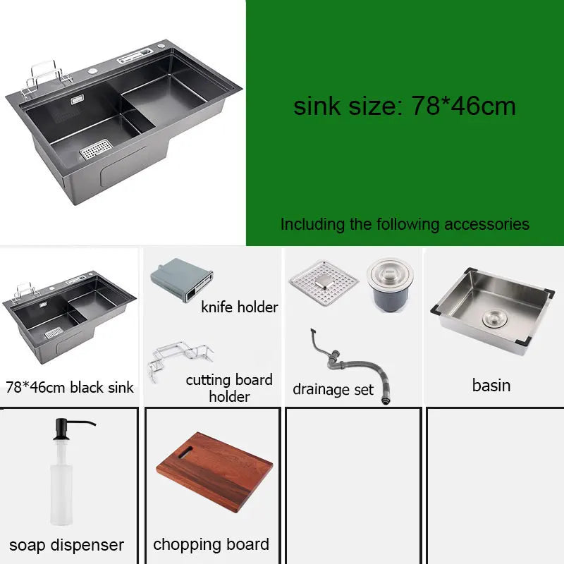 High Low Sink Water-Saving Design Matte Black Knife