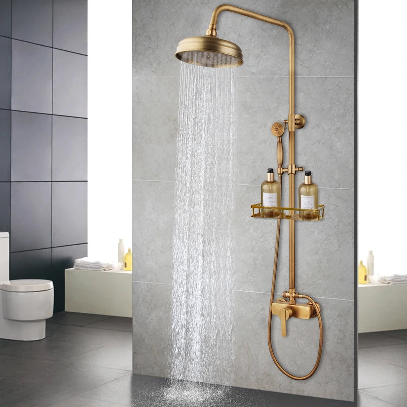 Kemaidi Antique Shower Bathroom Bath Shower Faucet W/Shelf
