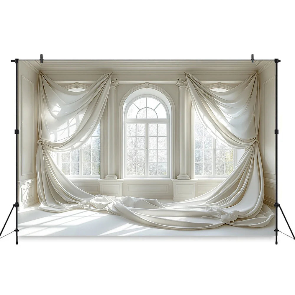 White Gauze Curtains Background Wedding Bride Shower Photography