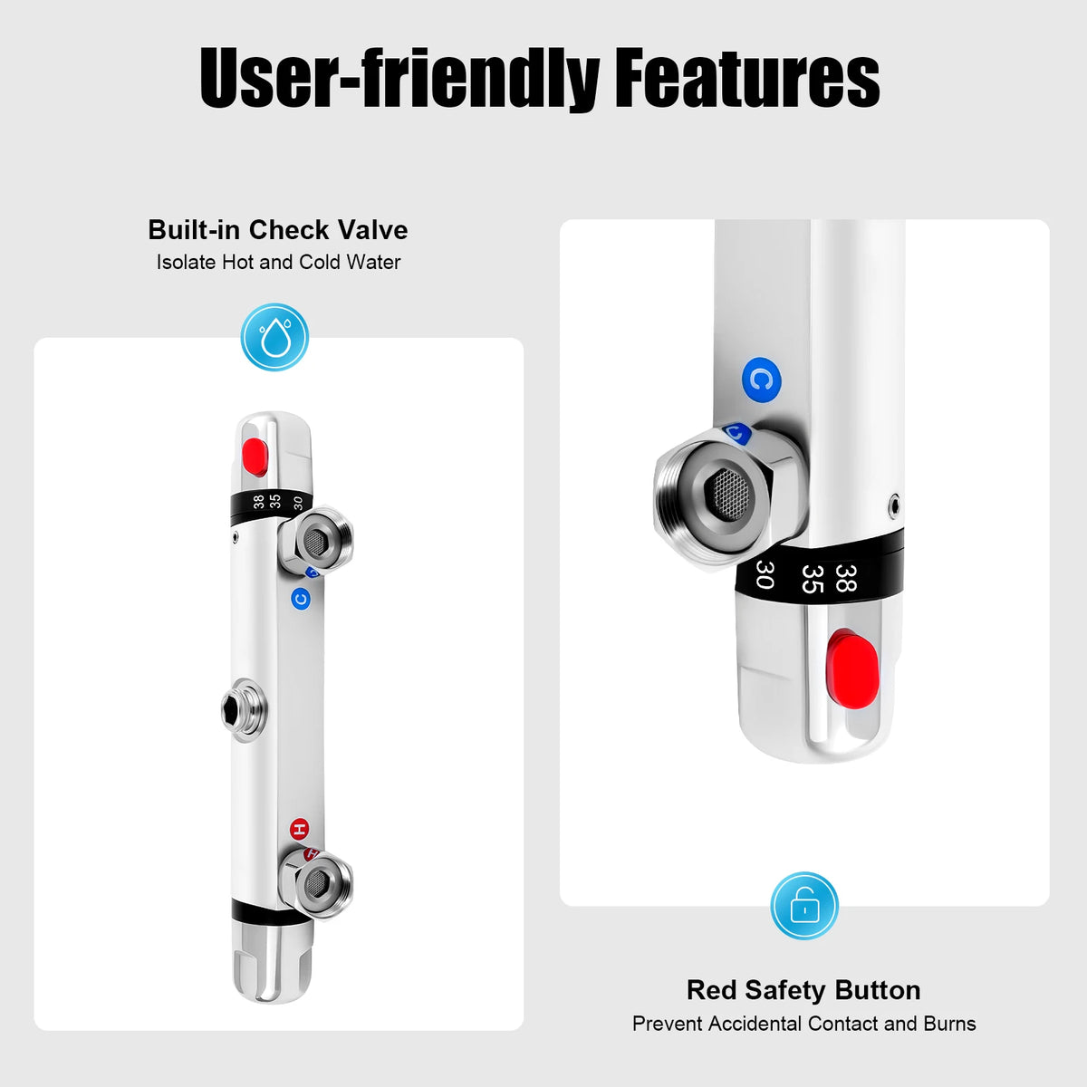 High-End Brass Thermostatic Shower Mixer Valve 38 Constant