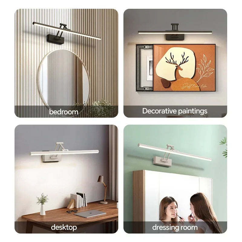 Modern Led Wall Lamp Bathroom Mirror Lamp Retractable