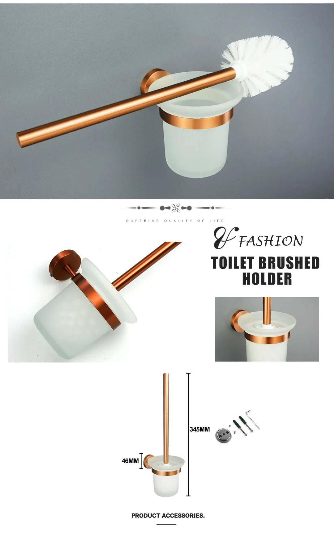 Brushed Rose Gold Bathroom Towel Rack Tissue Rack