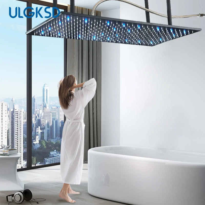 Large Rainfall Shower Faucet Ceiling Installation Bathroom