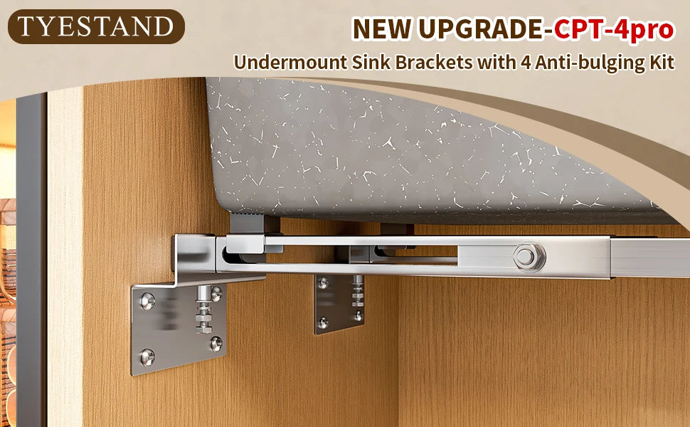 2pcs Undermount Sink Supports Brackets Adjustable Stainless Steel
