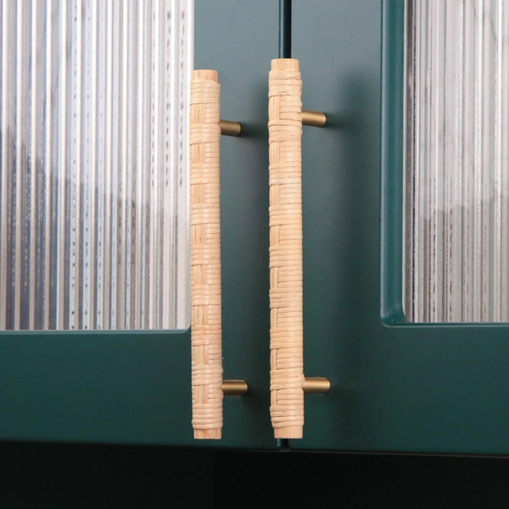 Wooden Rattan Cabinet Door Handles Unique Drawer Pulls