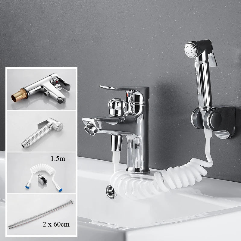 Brass Bathroom Basin Faucet Black Handle Tap Sink