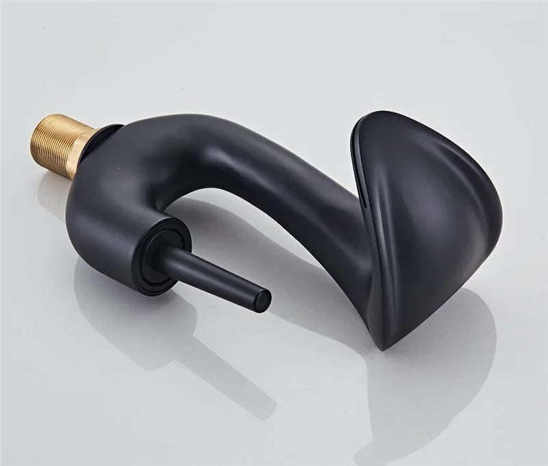 Tuqiu Black Bathroom Faucet Brass Gold Basin Faucet