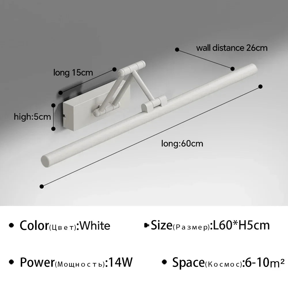 Dindalled Ip44 Bathroom Mirror Light Modern Retractable Led