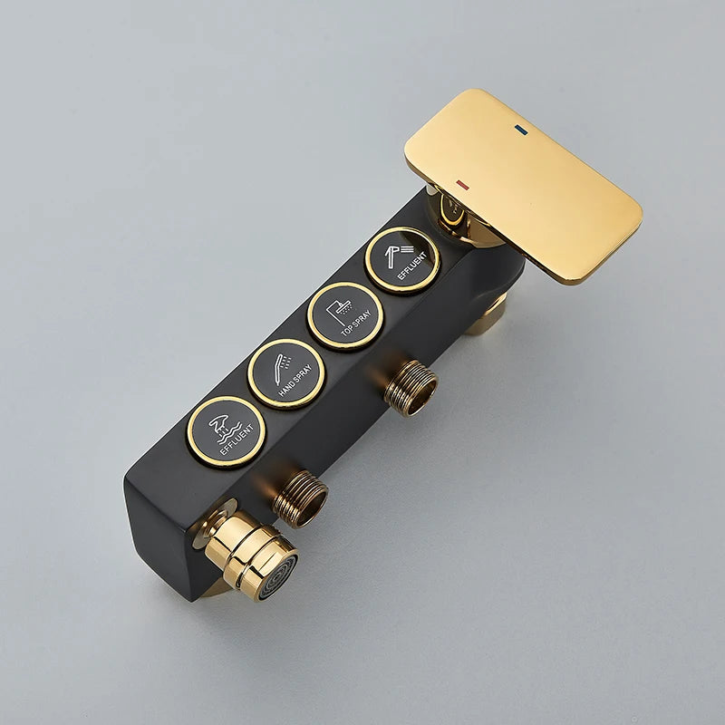 Black Gold Brass Rainfall Shower Faucet Stainless Steel