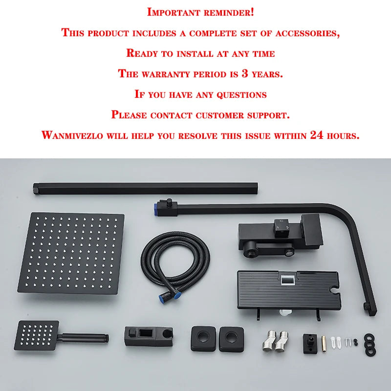 Wanmivezlo Black/Chrome Brass Shower Faucet Bathroom Shower Mixer