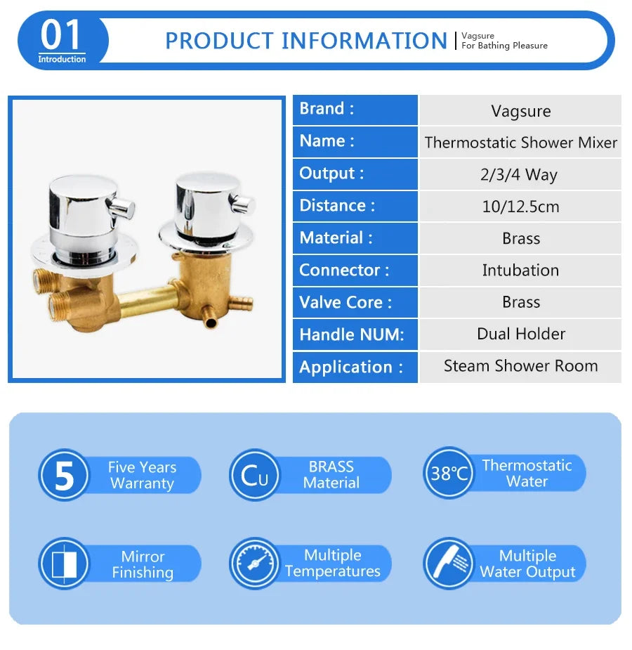 Thermostatic Shower Faucets 2/3/4 Outlet 10cm /12 5cm
