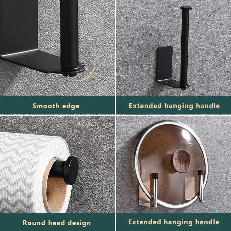 Adhesive Toilet Paper Holder Wall Mount Bathroom Silver