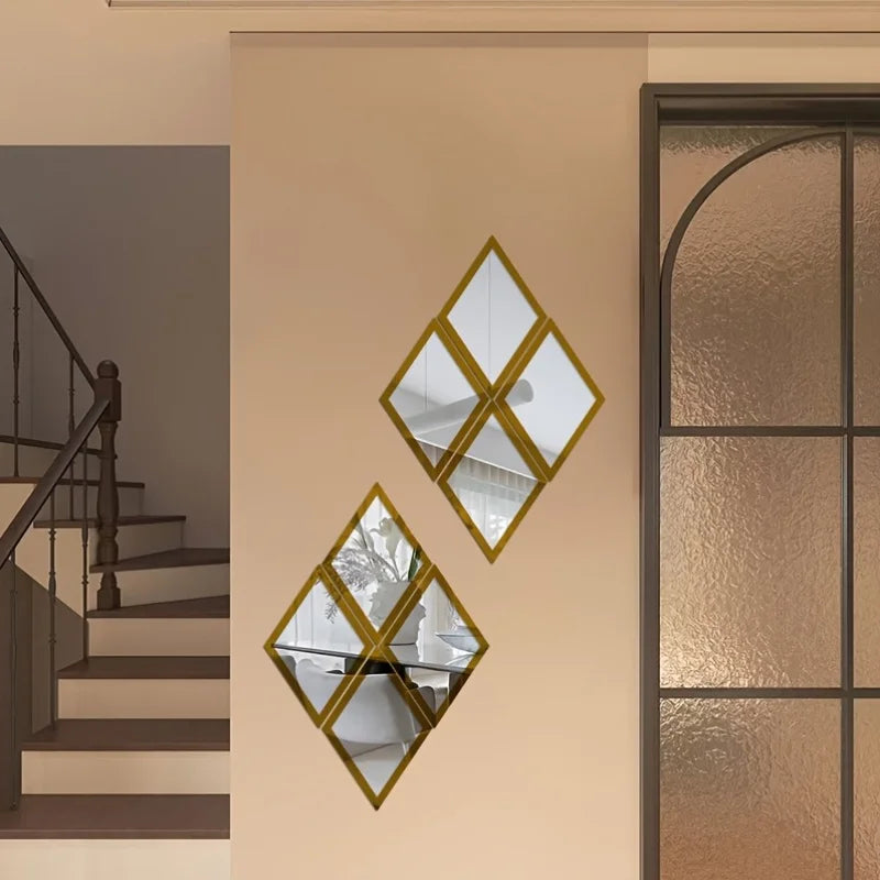 1/8pcs Geometric Rhombic Combined Shape Bathroom Acrylic Wall