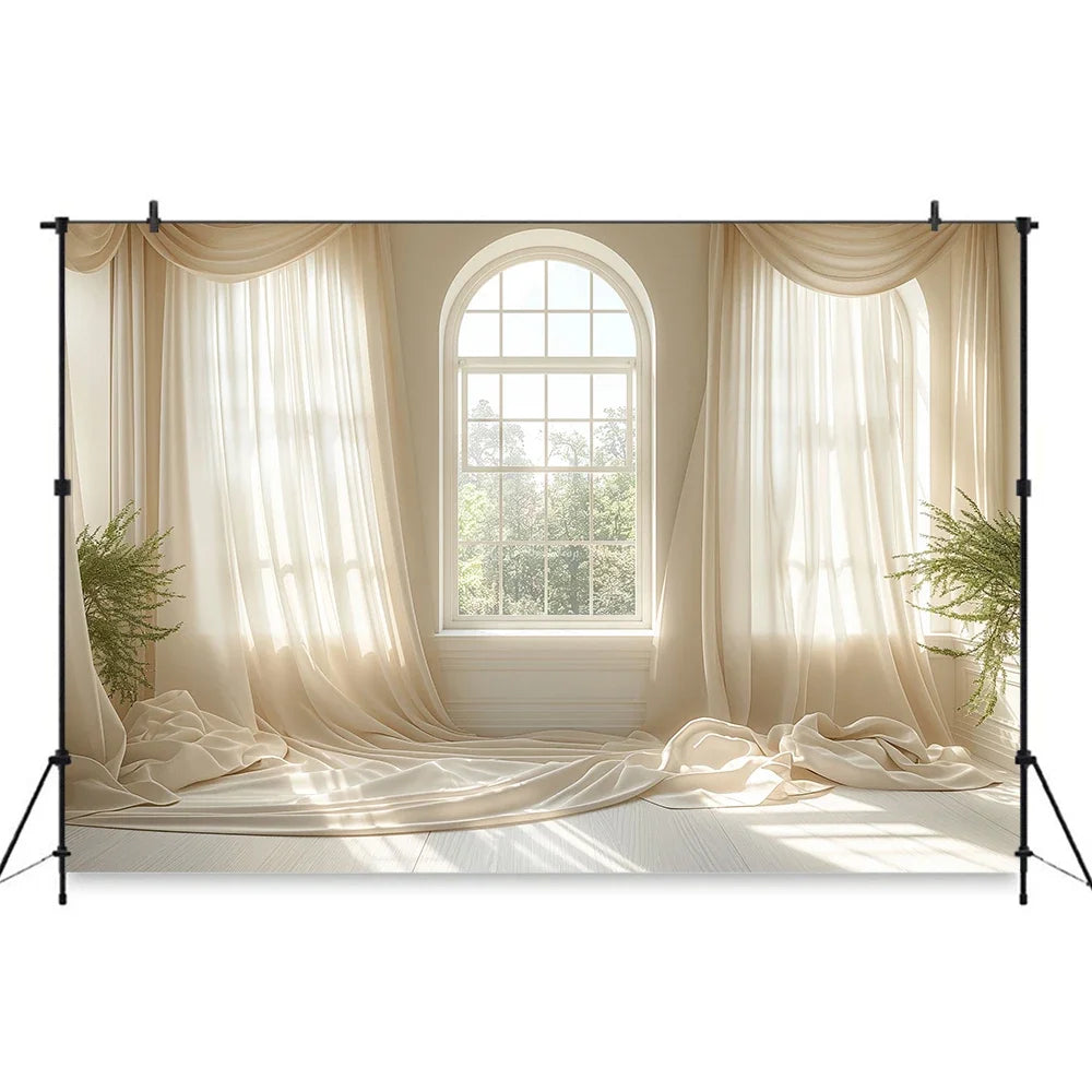 White Gauze Curtains Background Wedding Bride Shower Photography