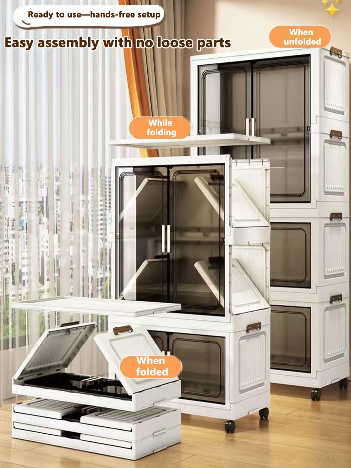 Multi-Functional Folding Storage Cabinet Doors Office Bathroom