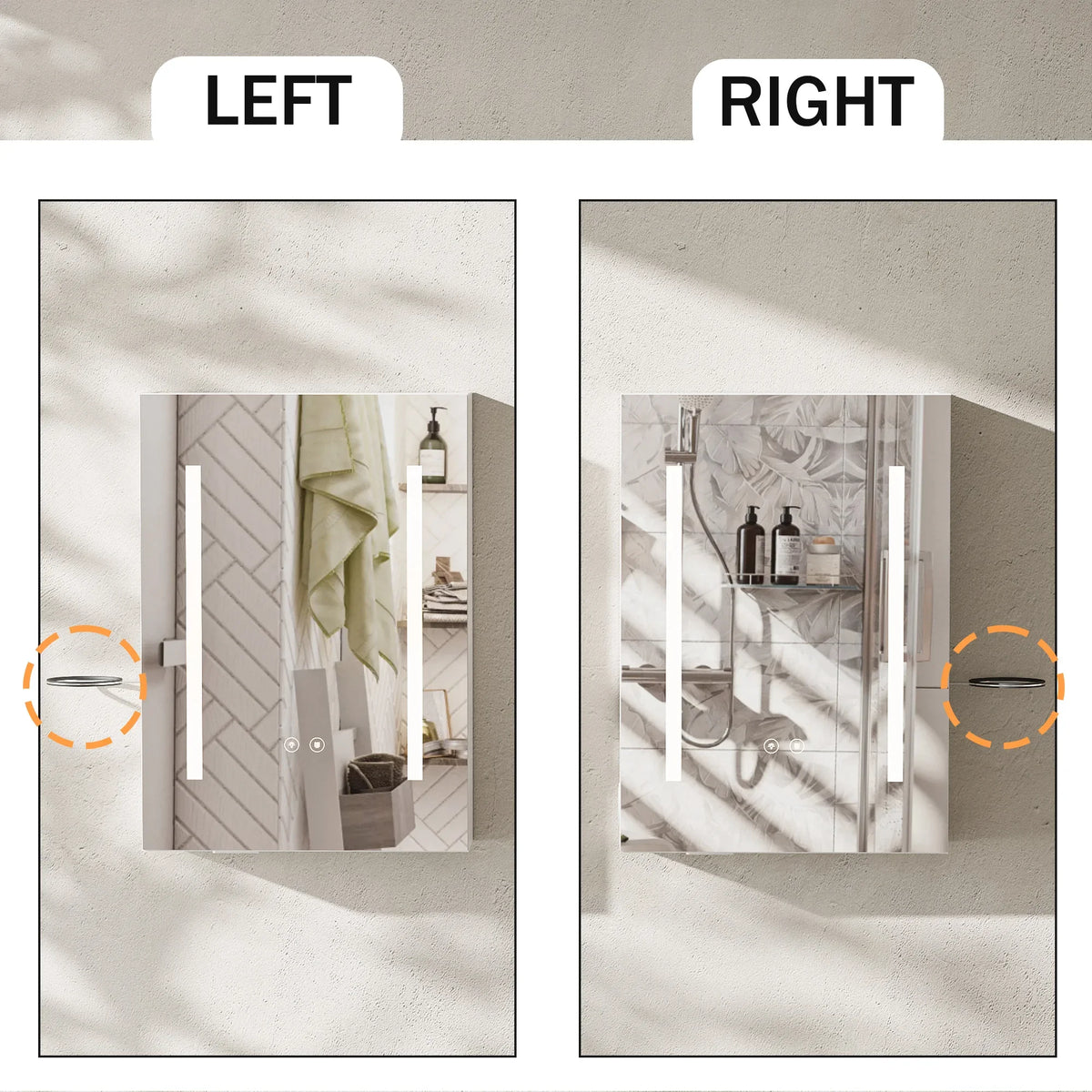 3-Color Mode Dimmer Led Bathroom Mirror Cabinet Wall