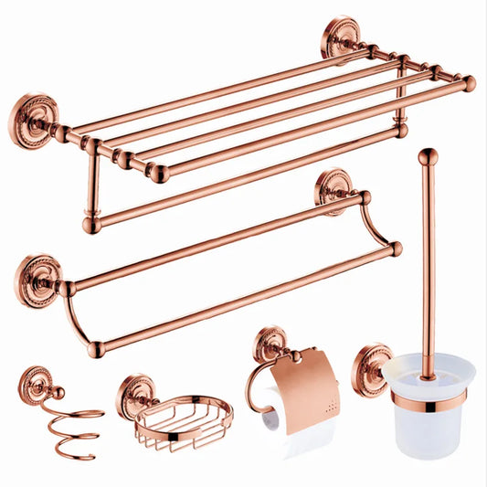 Bathroom Rose Gold Bath Towel Towel Ring Carved