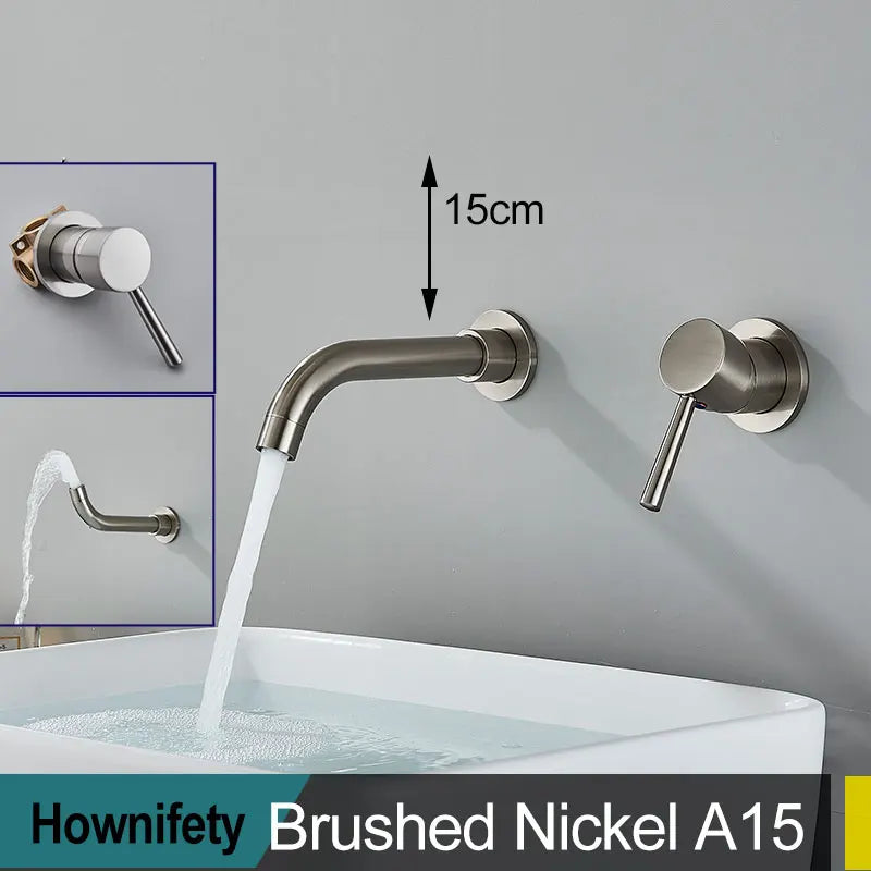 Wall Mount Bathroom Basin Faucet Embedded Split Cold