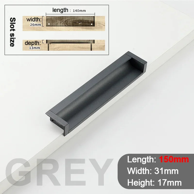 100-400mm Recessed Cabinet Drawer Pull Handle Bathroom Furniture