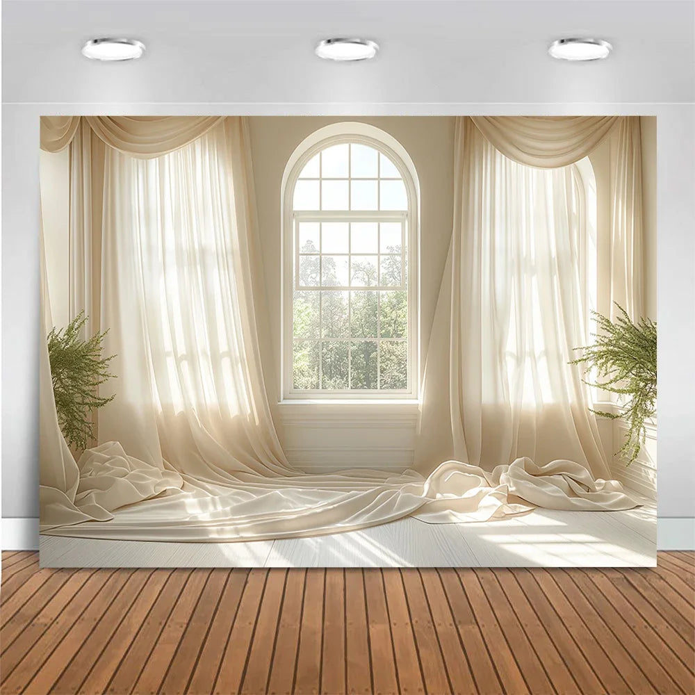 White Gauze Curtains Background Wedding Bride Shower Photography