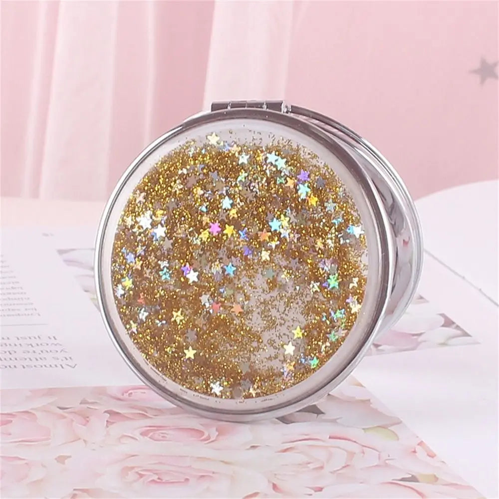 Quicksand Makeup Mirror Shiny Bling Magnifying Foldable Mirror
