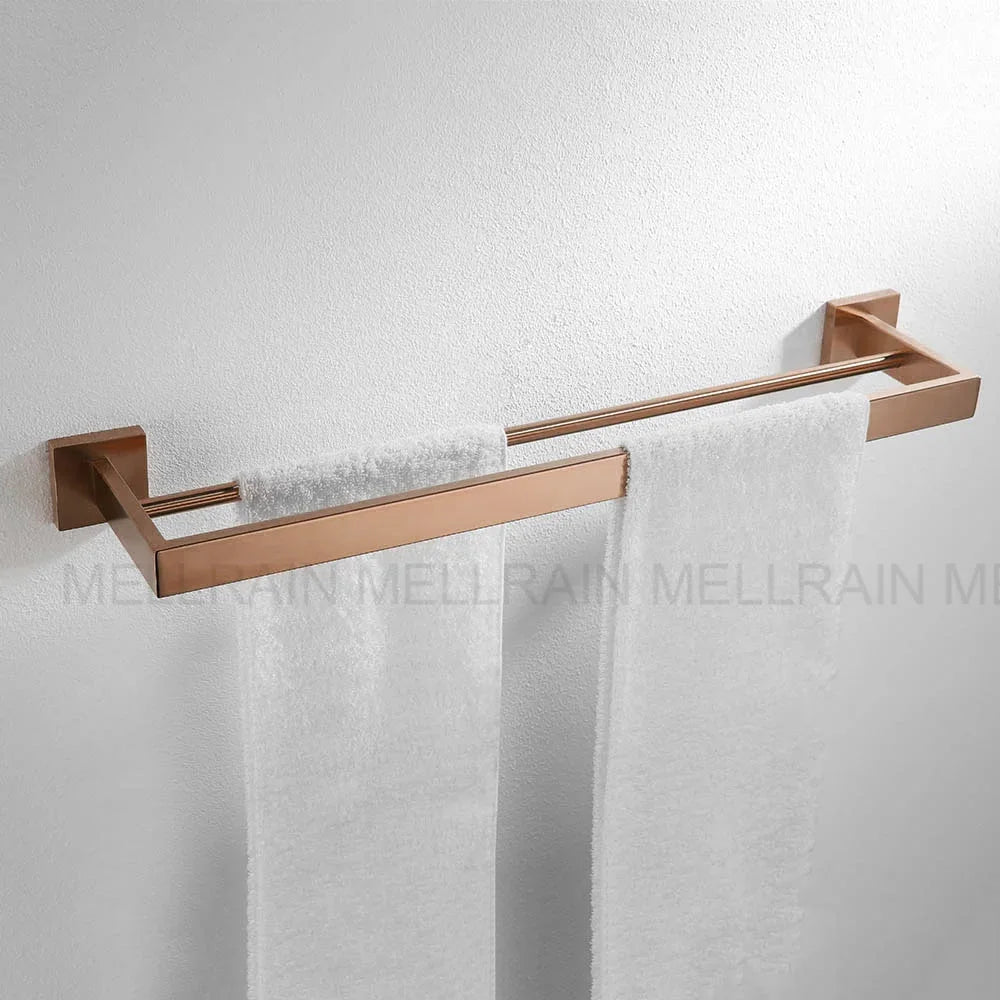 Brushed Rose Gold Towel Rack Robe Hook Bathroom