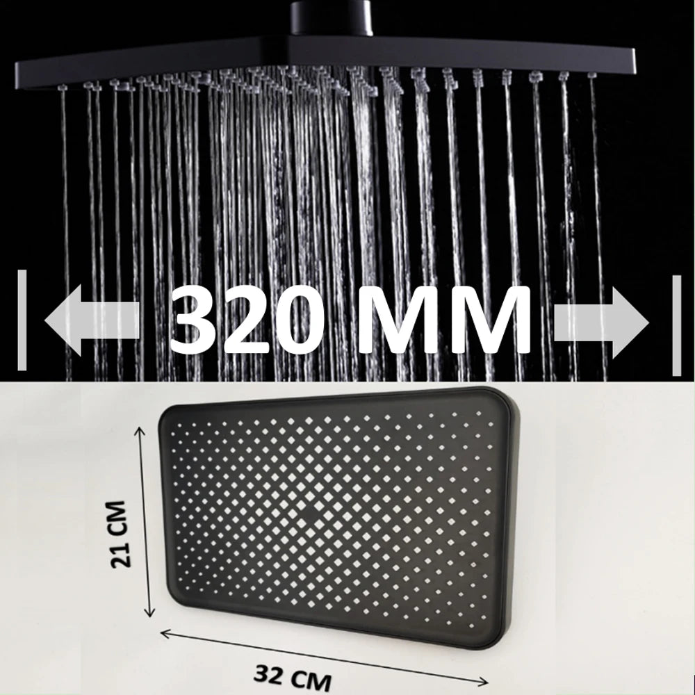 320mm Big Panel Supercharge Waterfall Shower Head Modes