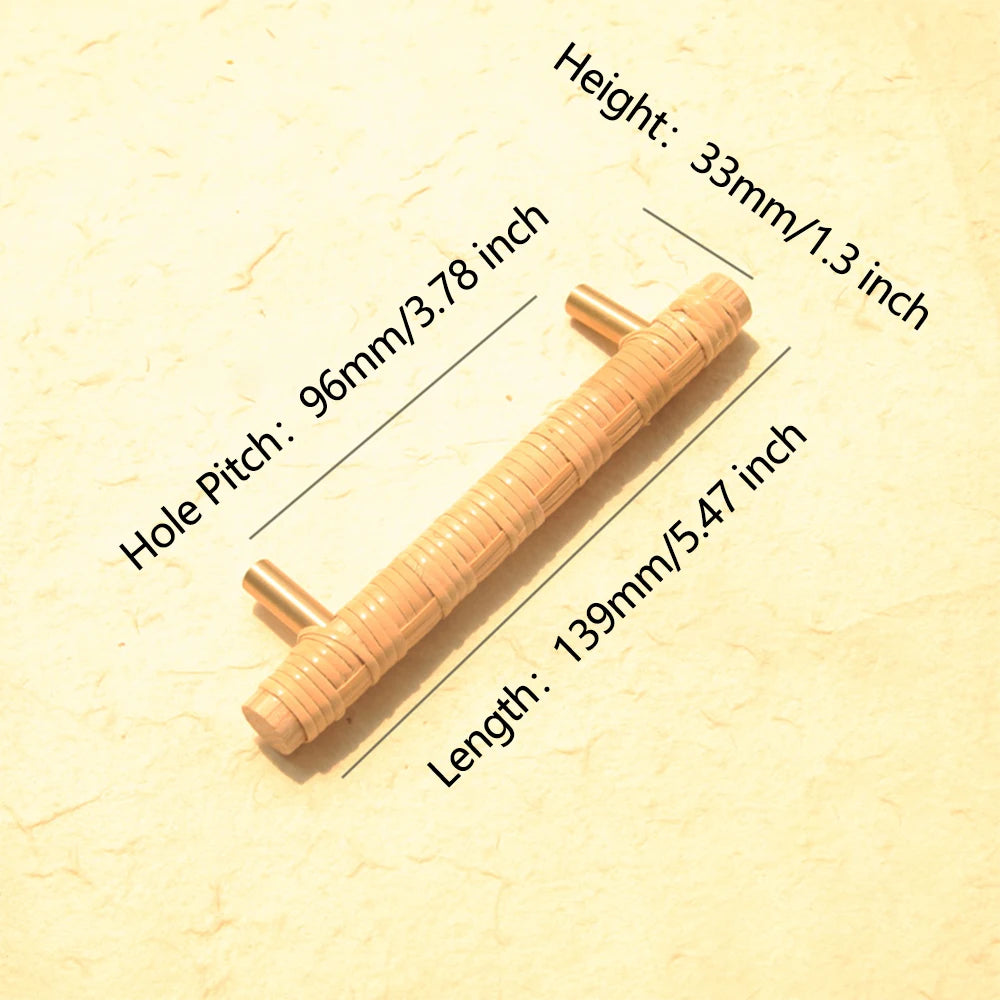 Wooden Rattan Cabinet Door Handles Unique Drawer Pulls