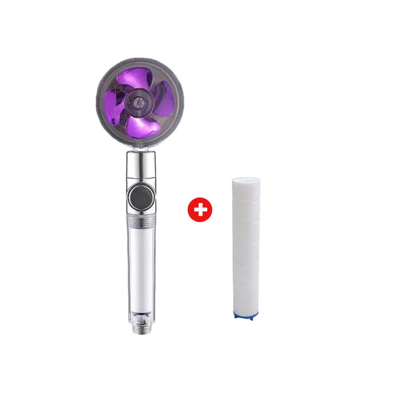 Powerful Pressurized Shower Fan Filter Showerhead One Touch