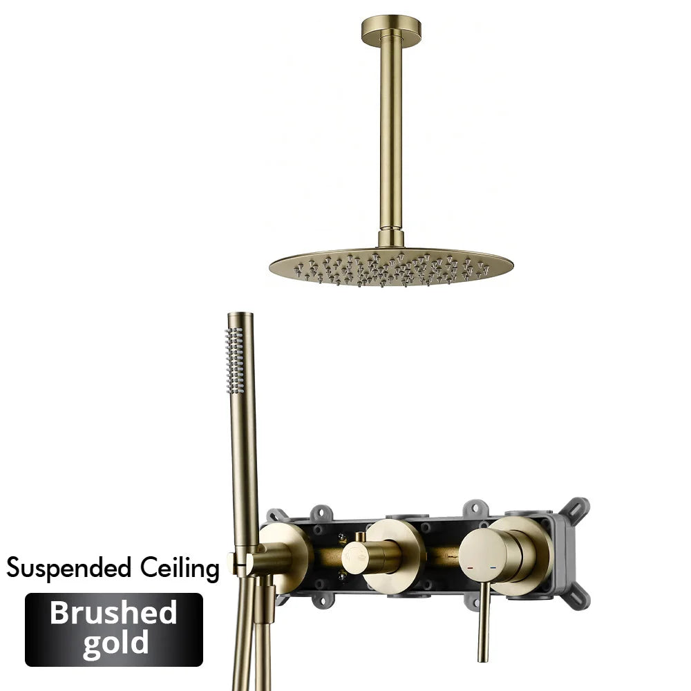 Gunmetal Shower Faucet 8-16 Wall Mounted Concealed Control